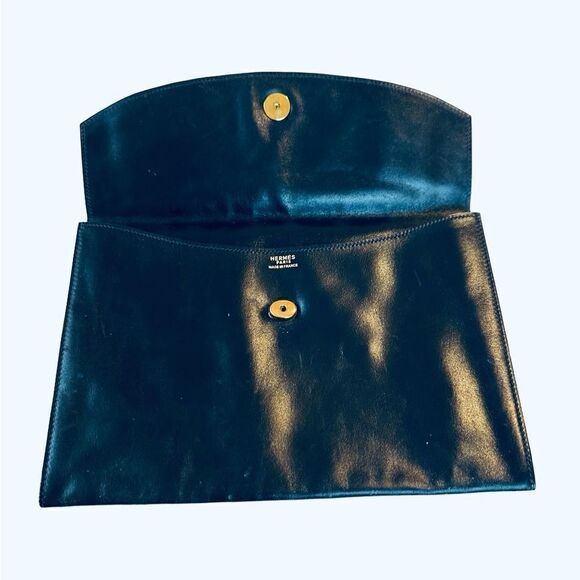 Hermes navy leather envelope clutch - Picture 7 of 14